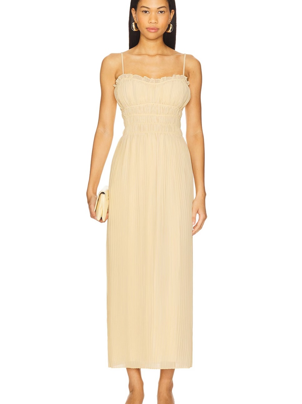 Favorite Daughter Blondie Yellow Pleated Maxi Dress with Smocked Bodice